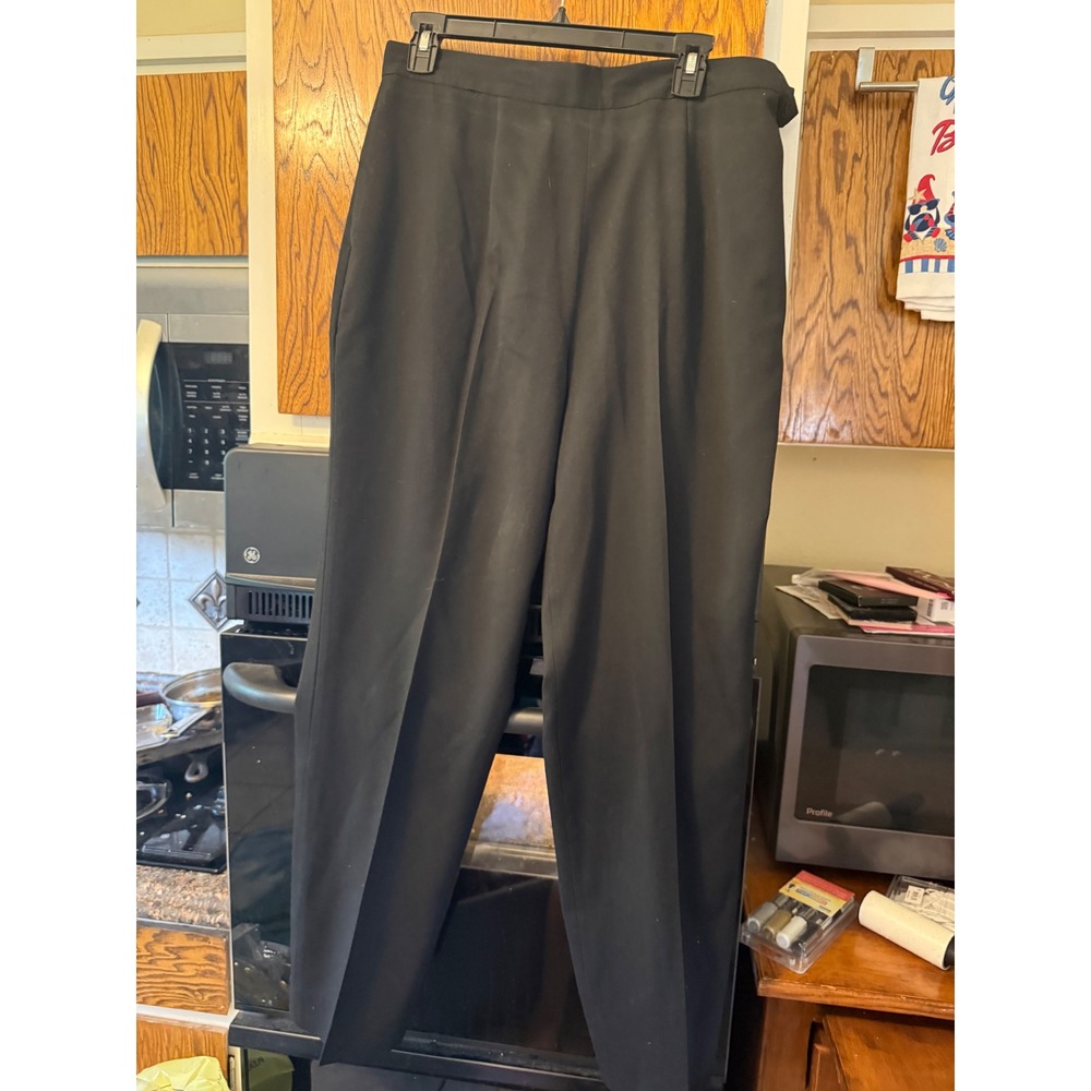 Jones Wear Stretch Black Wool Blend Dress Pants Womens 14 High Rise Straight Leg
